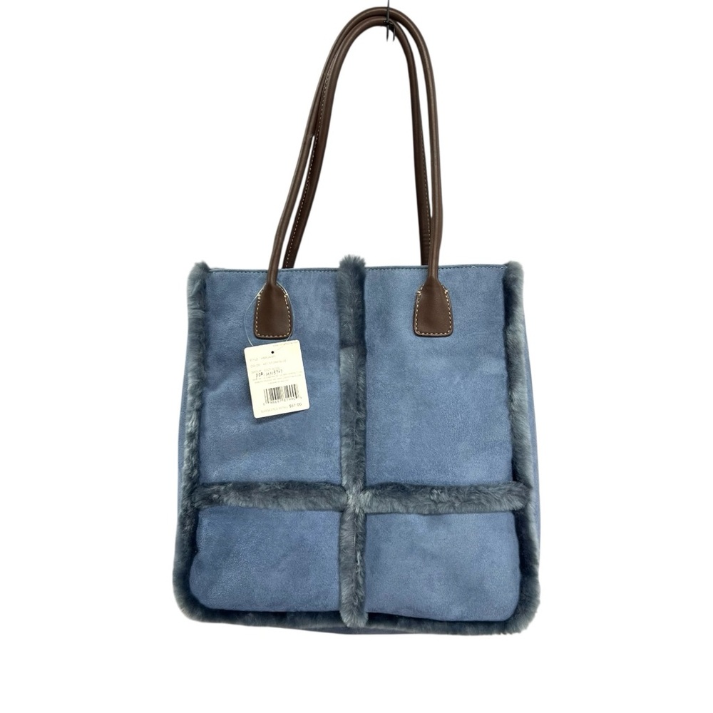 Liz Claiborne Blue Bag Y2K Suede and Fur‎ Structured Tote Bag
